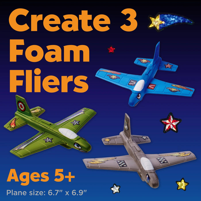 Three foam fliers on a dark blue background