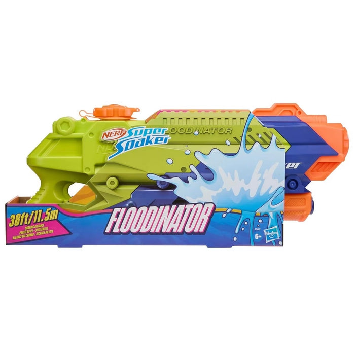 Nerf Super Soaker Floodinator toy water gun packaging on a white background