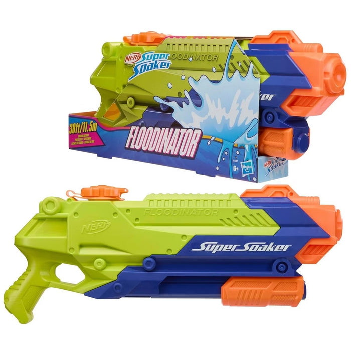 Nerf Super Soaker Floodinator toy with packaging on a white background