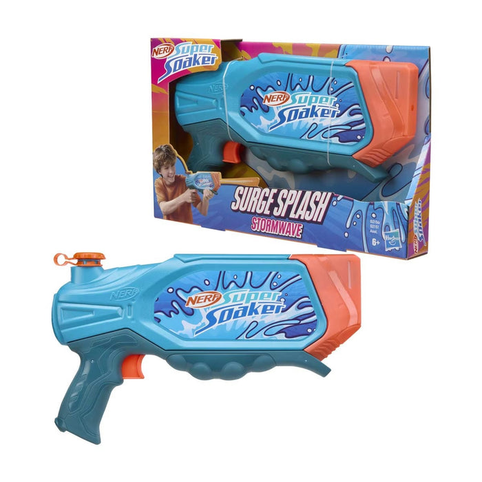 Nerf Super Soaker toy gun with packaging on a white background