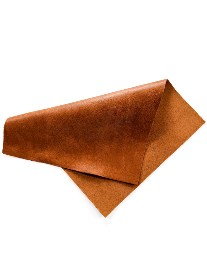 Tan Distressed Pull-Up Cowhide Sheets, 8.5 × 11 in surface detail showing texture and finish