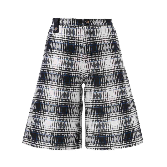 Wide-leg kids tartan culottes in breathable cotton plaid