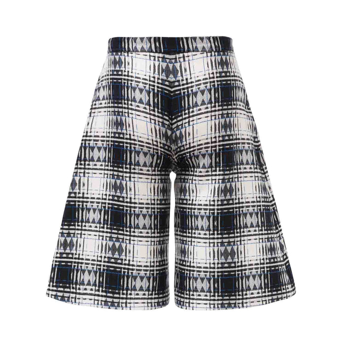 Back view of Wide-leg kids tartan culottes in breathable cotton plaid
