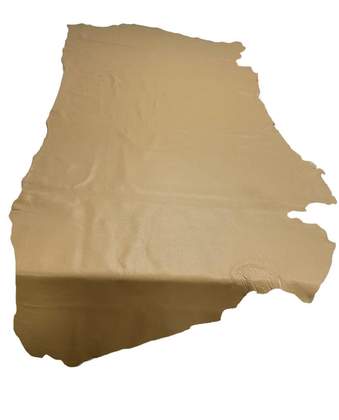 Taupe Full-Aniline Cowhide close view showing grain and texture