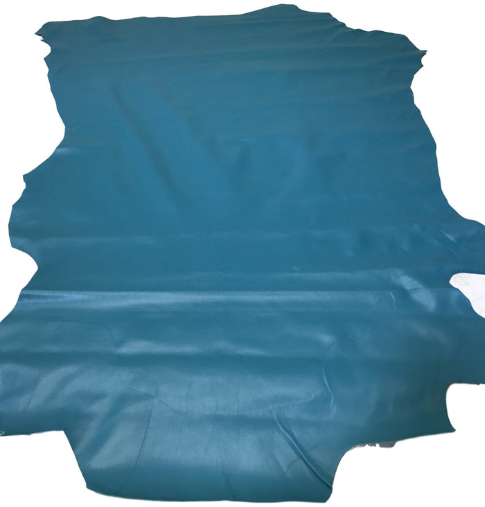 Teal Italian Nappa Lambskin close view showing grain and texture