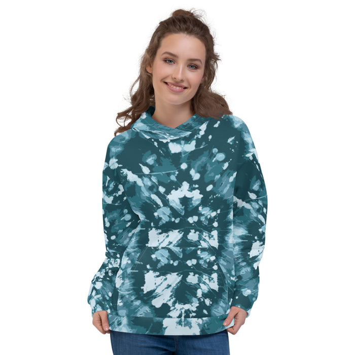 Teal Tie Dye Unisex Print Hoodie
