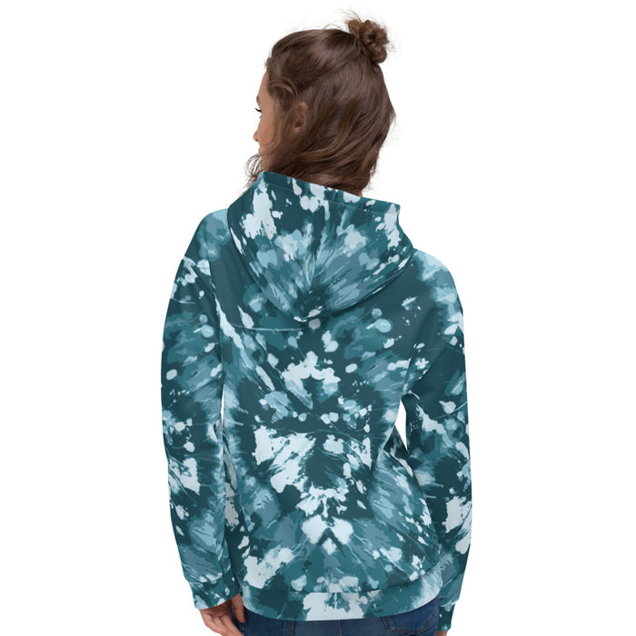 Teal Tie Dye Unisex Print Hoodie