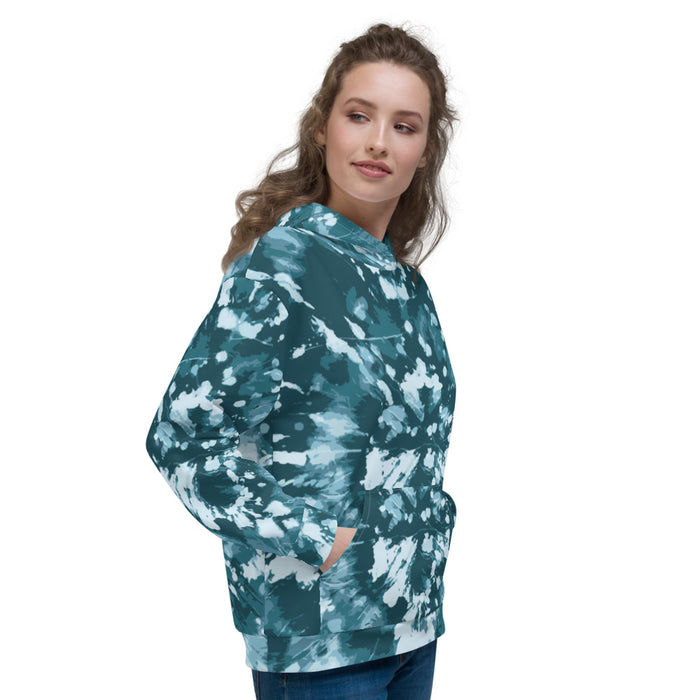 Teal Tie Dye Unisex Print Hoodie