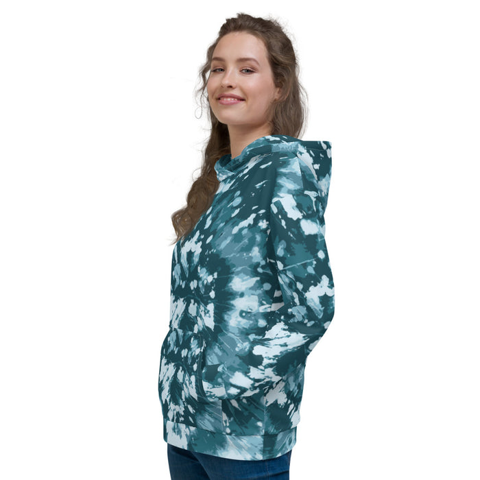 Teal Tie Dye Unisex Print Hoodie