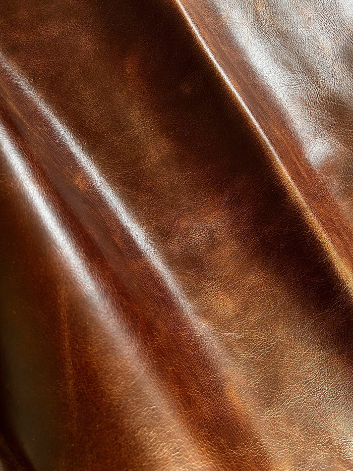 Terracotta Pull-Up Cowhide close view showing grain and texture