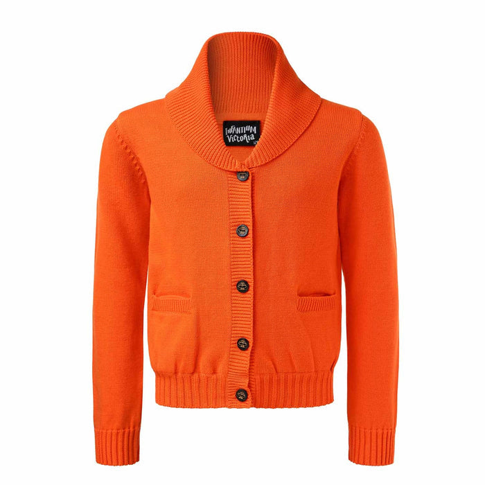 Bright orange everyday knitted cotton cardigan for kids