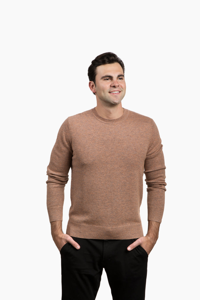 The Garrison Crewneck Sweater in Merino Cashmere - Autumn Heather
