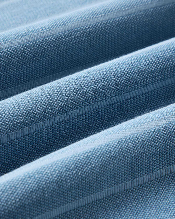 The Pacific Polo in Washed Indigo Pique Stripe