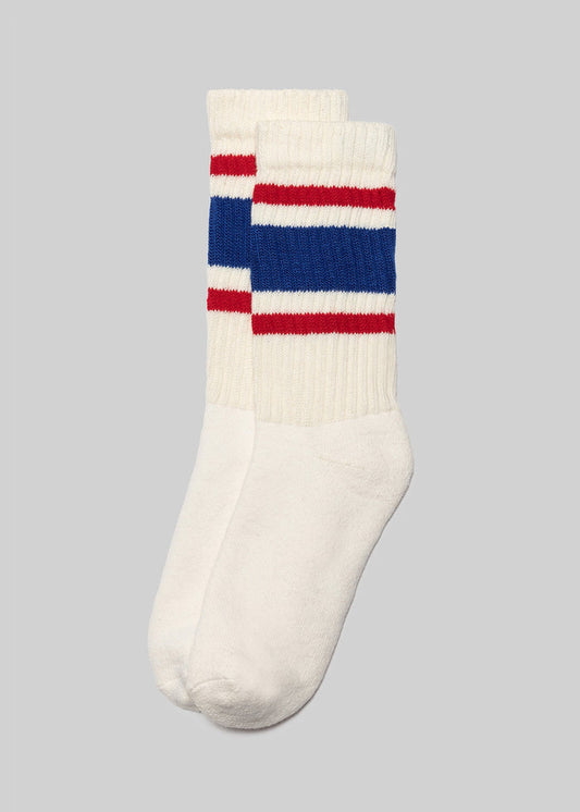 The Retro Stripe Sock - Royal/Red