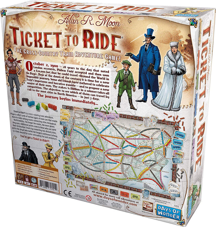 Back of box to Ticket To Ride