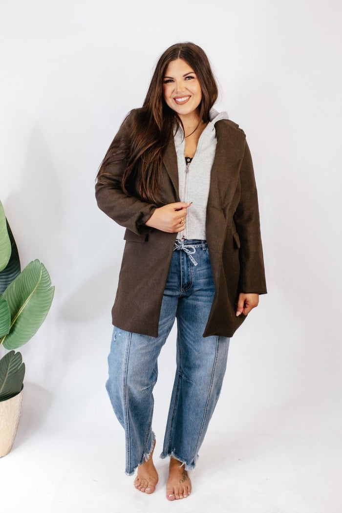 Timeless Tailored Coat In Espresso - Macoma Boutique240 Jackets/Blazers