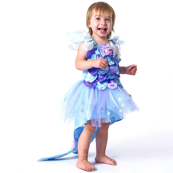 Toddler wearing a mermaid dress up costume