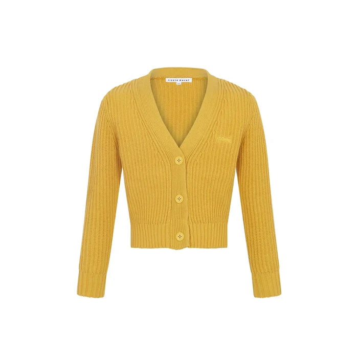top l/s chunky ribbed cardigan - yellow