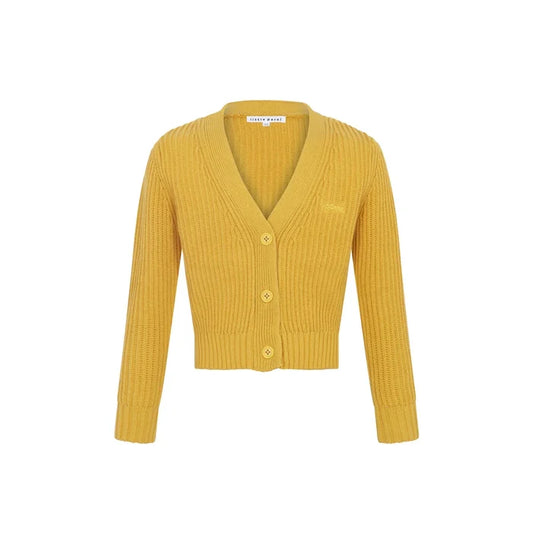 top l/s chunky ribbed cardigan - yellow