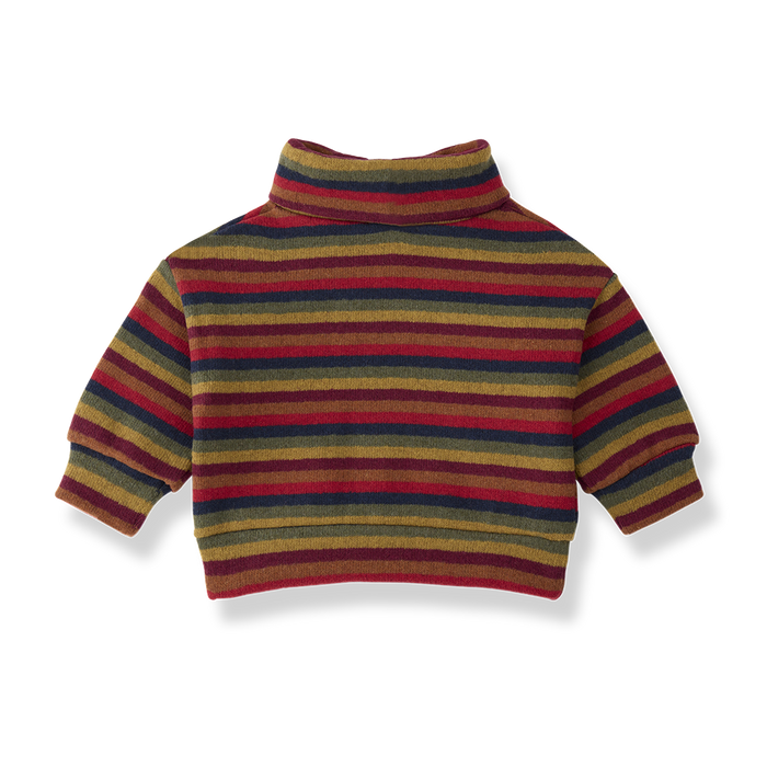 top l/s cotton multi striped turtleneck - multi
