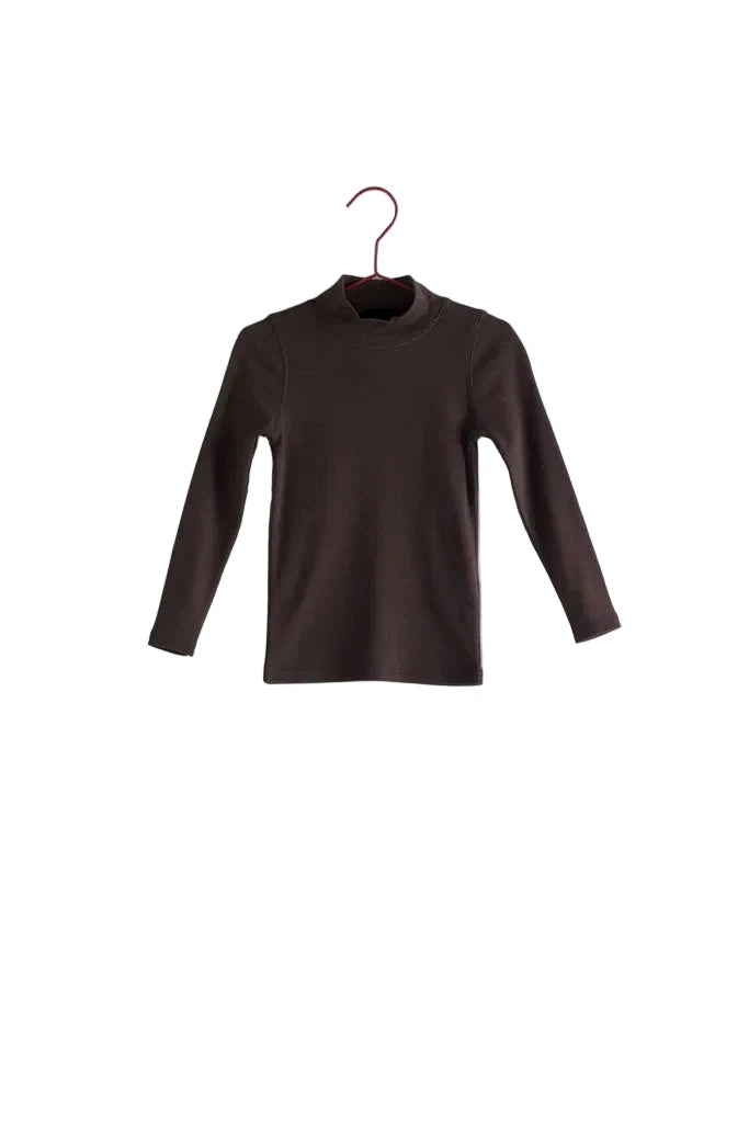 top l/s fitted knit turtleneck - brown