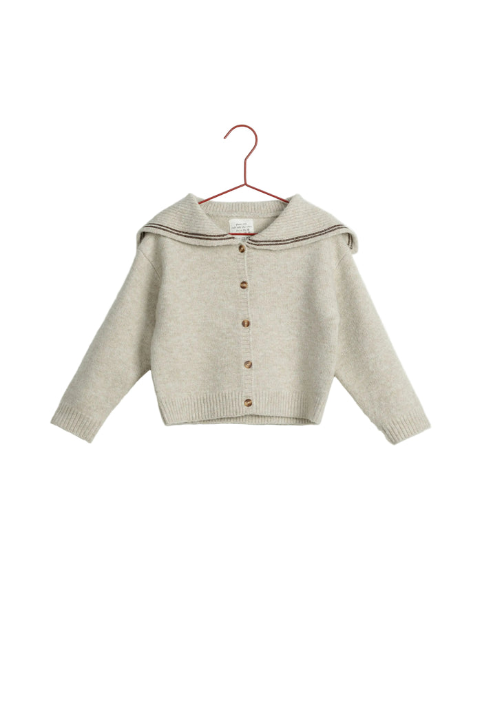 top l/s knit sailor collar button sweater - wheat