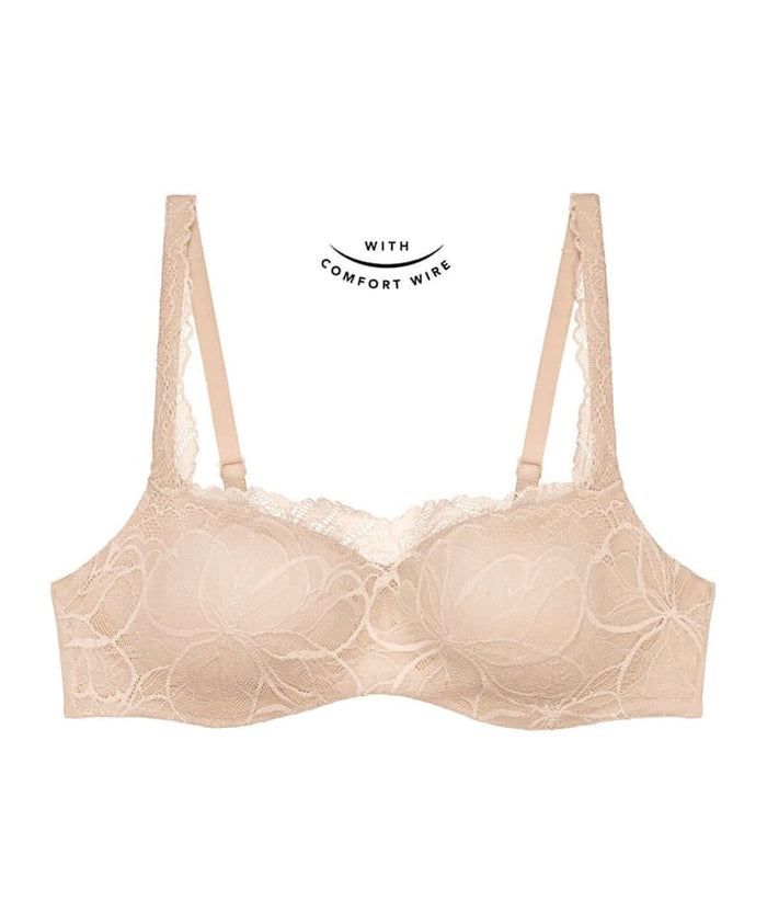 Triumph Body Make-up Illusion Lace Underwired Balconette Bra - Nude Beige Bras