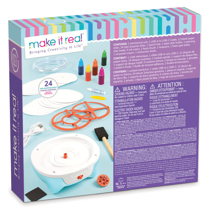 Backside of Ultimate Spin Art packaging on a white background