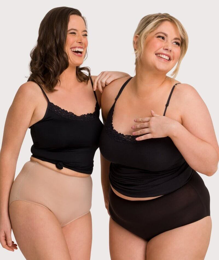 Underbliss Invisibliss No Show Seamless Full Brief 2 pack - Nude/Black Knickers