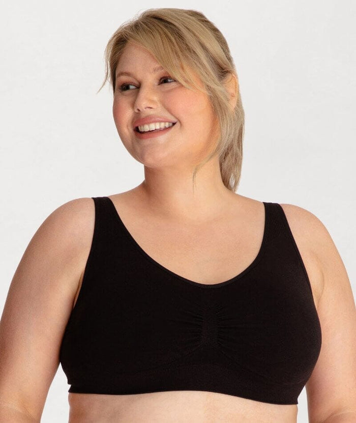 Underbliss Seamless Bamboo Blend Comfort Wire-free Bra 2 Pack - Black Bras