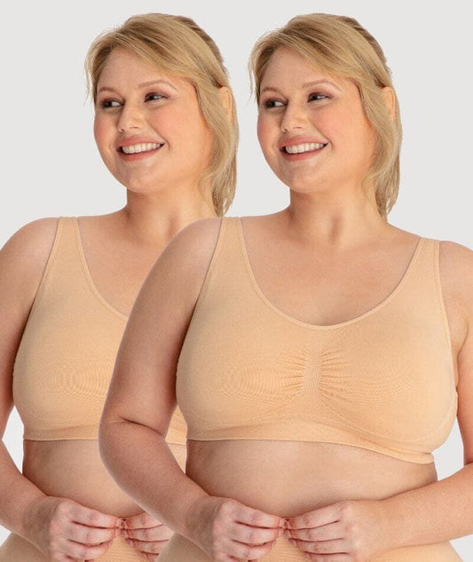 Underbliss Seamless Bamboo Blend Comfort Wire-Free Bra 2 Pack - Frappe Bras