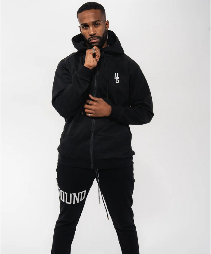 UNDRGROUND 3D Embroidered Zip Up Hoodie (Black)
