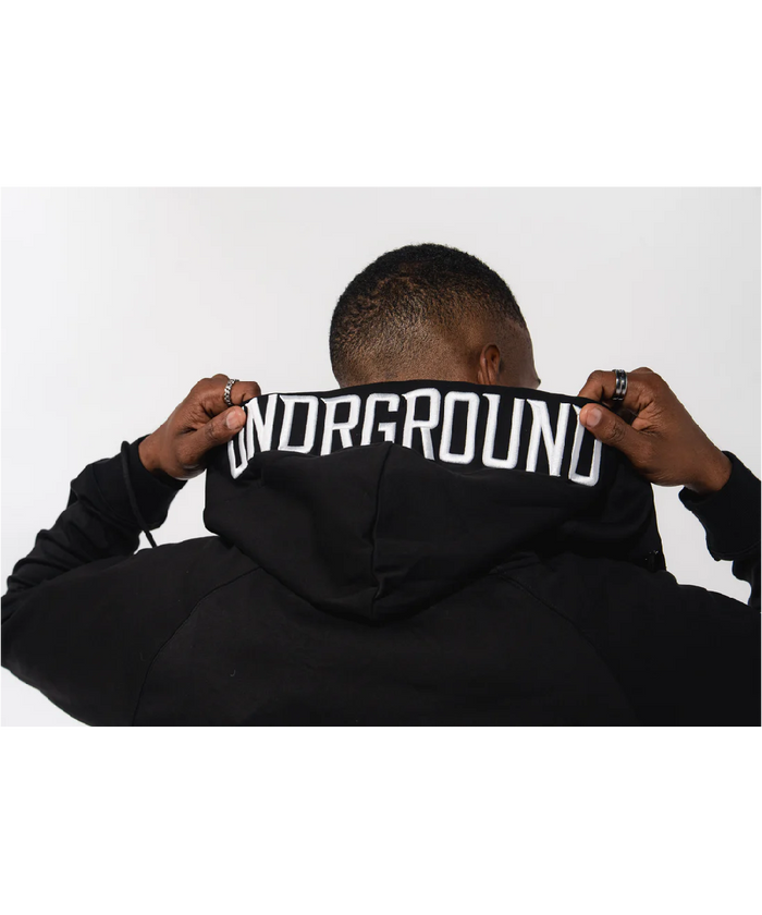 UNDRGROUND 3D Embroidered Zip Up Hoodie (Black)