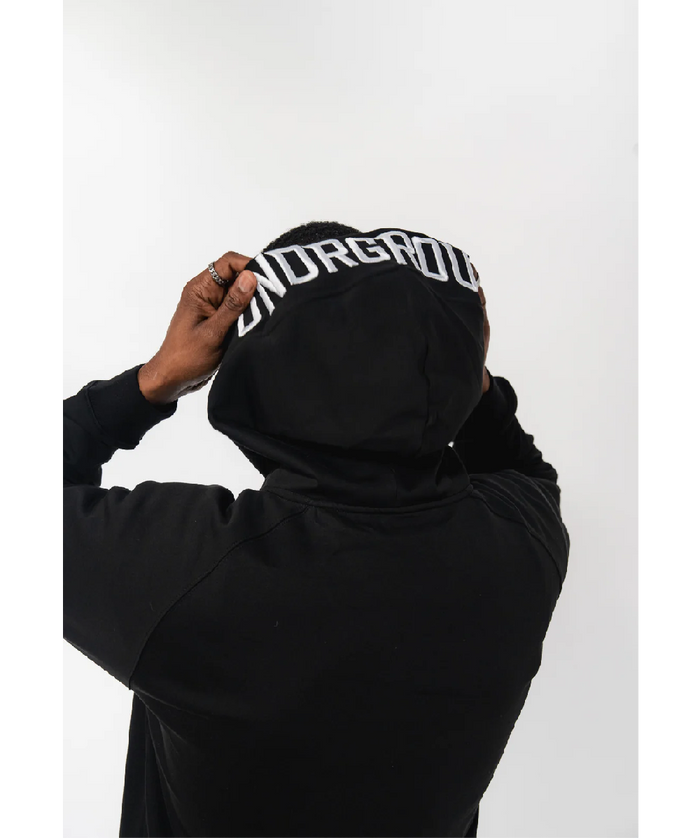 UNDRGROUND 3D Embroidered Zip Up Hoodie (Black)
