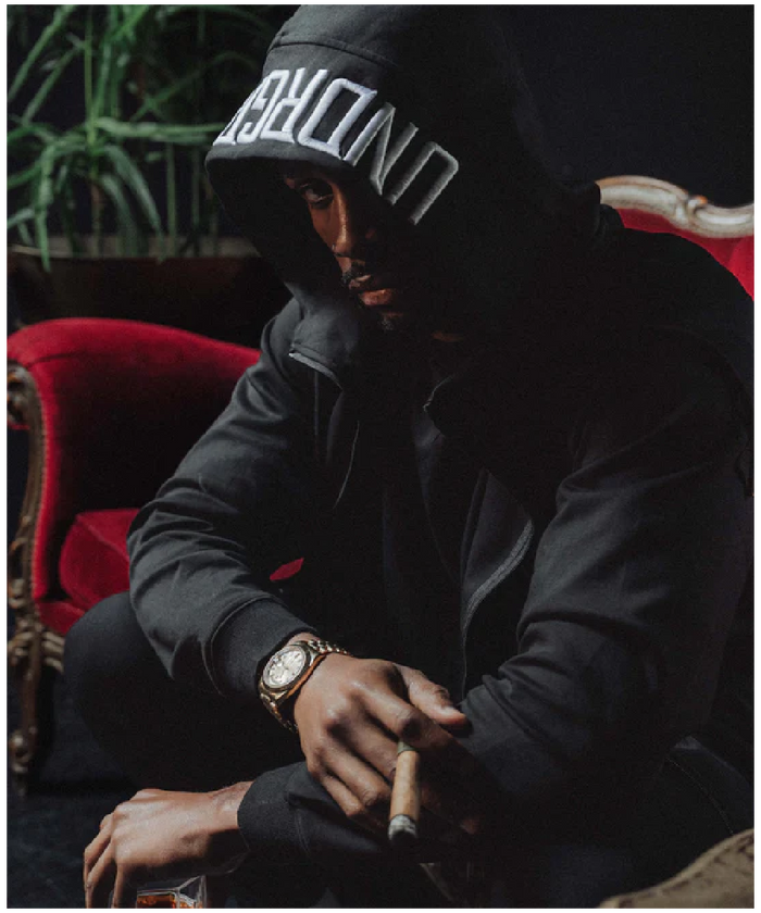 UNDRGROUND 3D Embroidered Zip Up Hoodie (Black)
