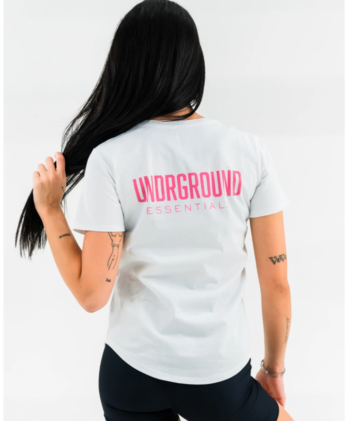 UNDRGROUND Fitted Curved Tee (White/Pink)