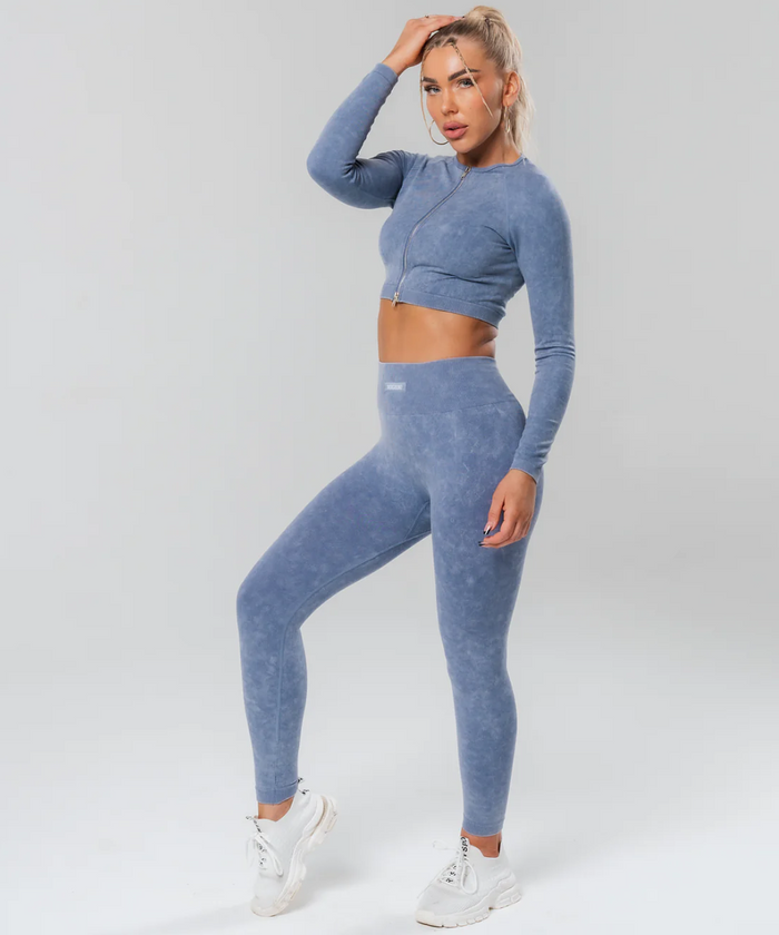 UNDRGROUND Long Sleeve Zip Crop (Marble Grey)