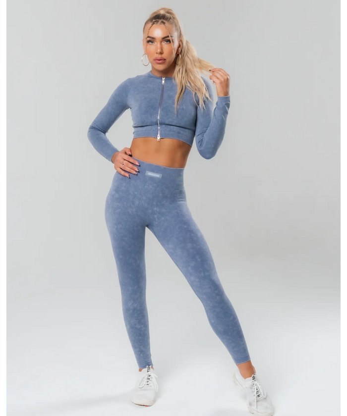 UNDRGROUND Long Sleeve Zip Crop (Marble Grey)