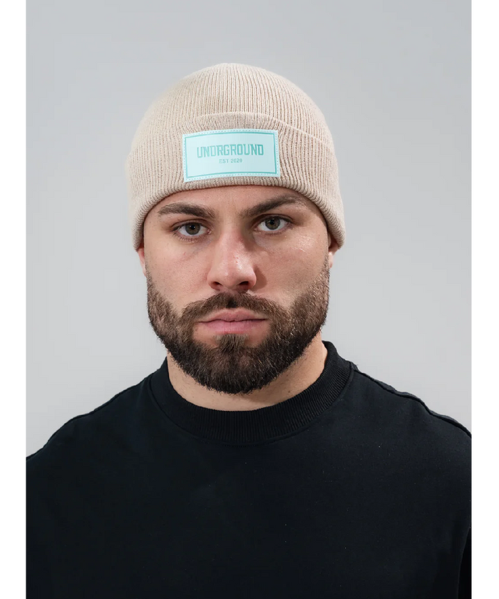 UNDRGROUND Patched Cotton Beanie (Taupe)