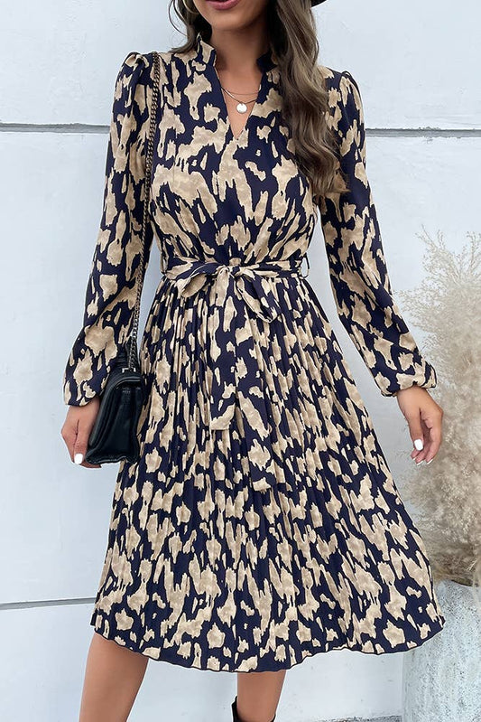 UNISHE - V Neck Smocked Printing Dress BFZY327