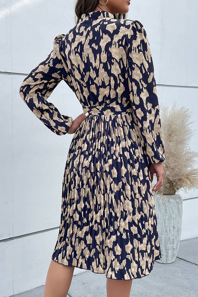 UNISHE - V Neck Smocked Printing Dress BFZY327