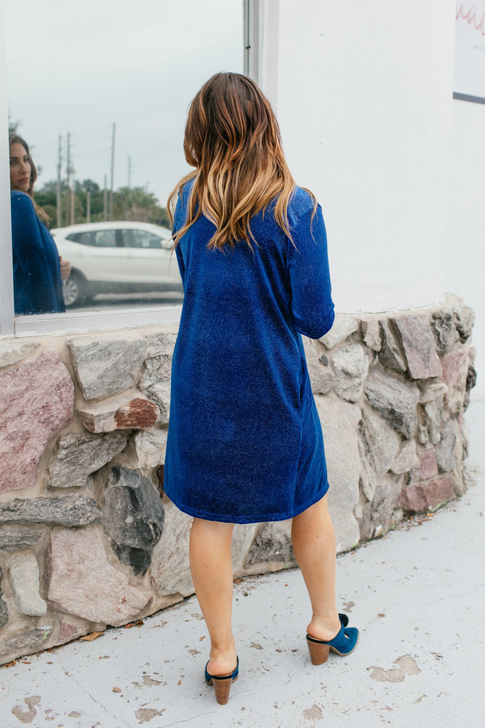 Velvet Crush Duster In Royal - Reg & Curvy
