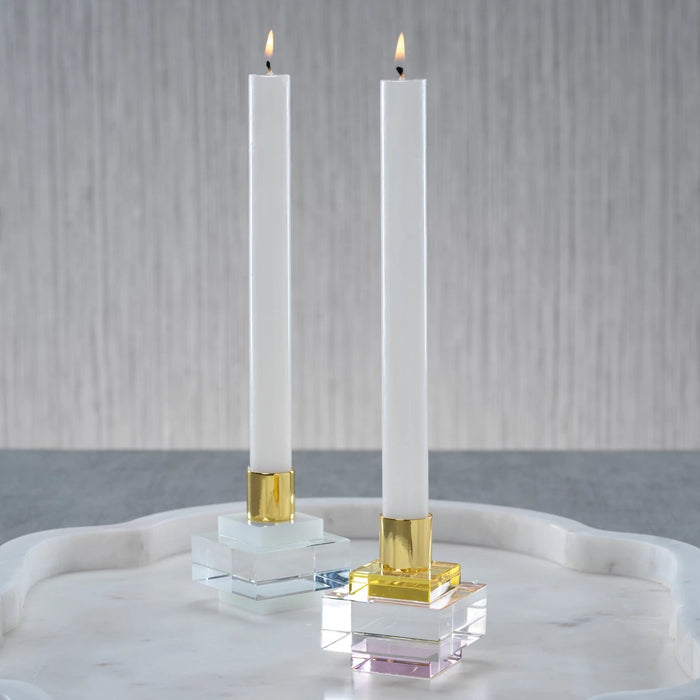 Vera Crystal Square Candle Holder - Taper Holder by Carlyle Avenue