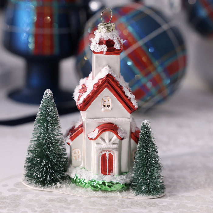 Village Glass Ornament - 3 Assorted Styles - 3 pcs Assorted Styles