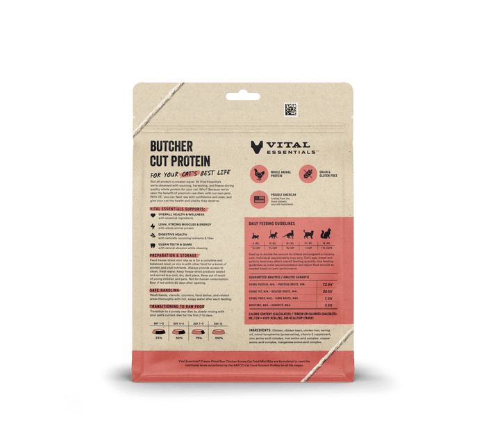 Vital Essentials Cat Freeze-Dried Crunchy Mini Nibs Chicken Cat Food
