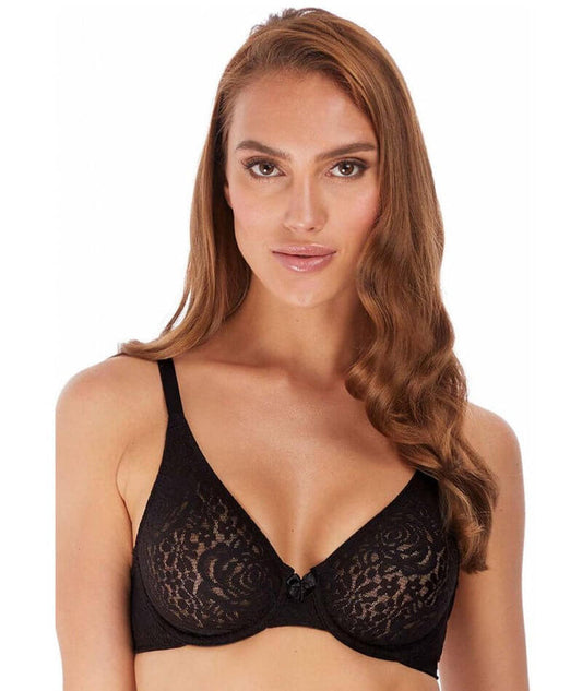 Wacoal Halo Lace Moulded Underwire Bra - Black Bras