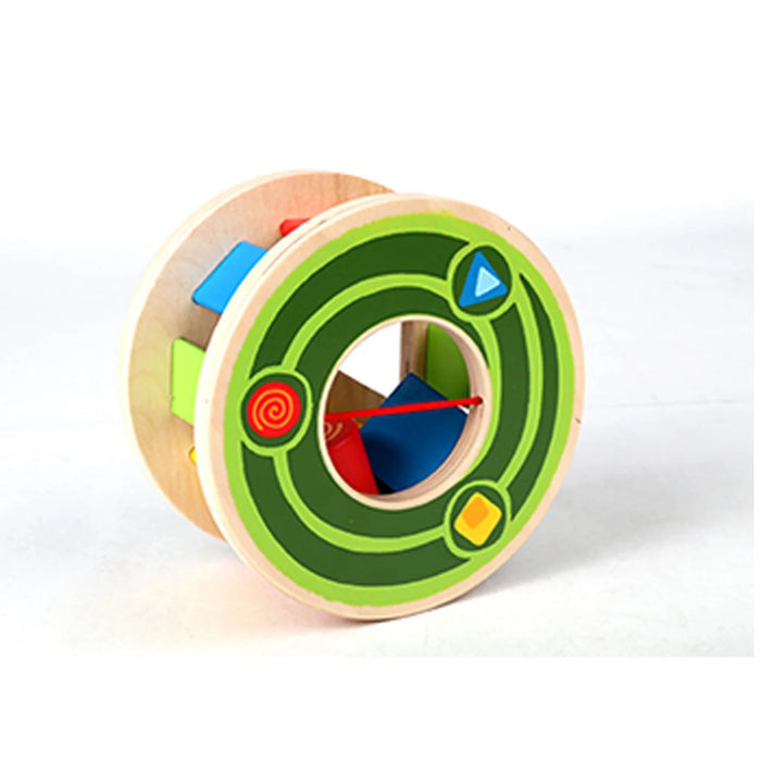 Walk Along Snail shell filled with colorful shapes on a white background