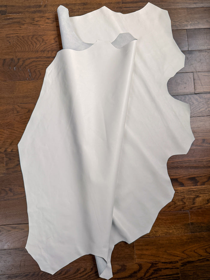 White Italian Nappa Lambskin close view showing grain and texture