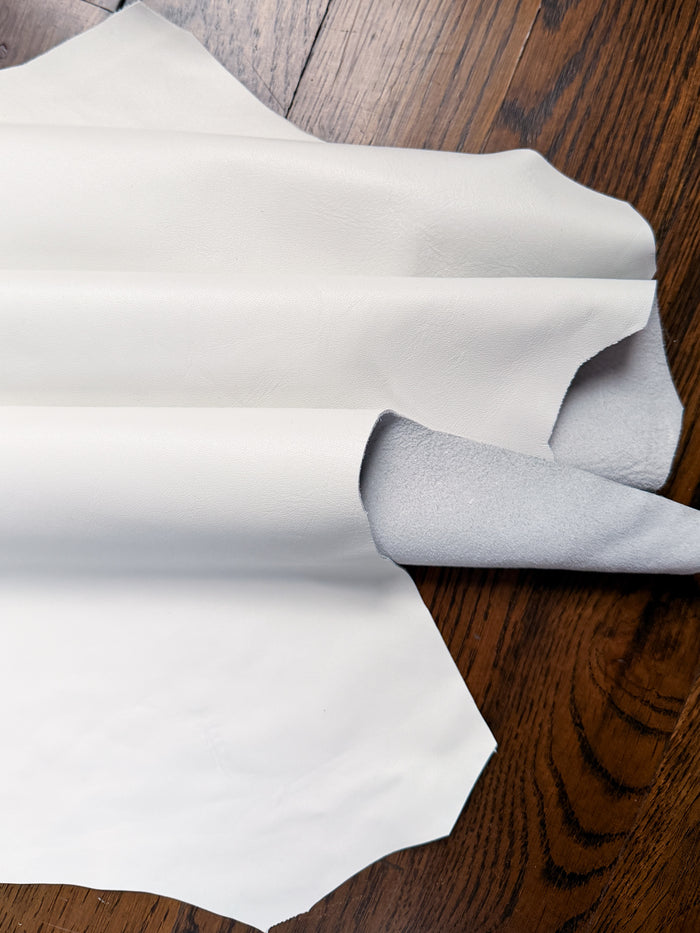 White Italian Nappa Lambskin surface detail showing texture and finish