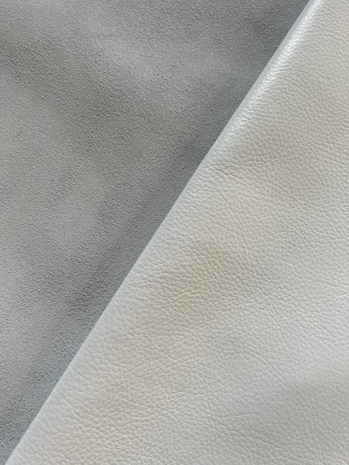 White Full-Aniline Cowhide close view showing grain and texture